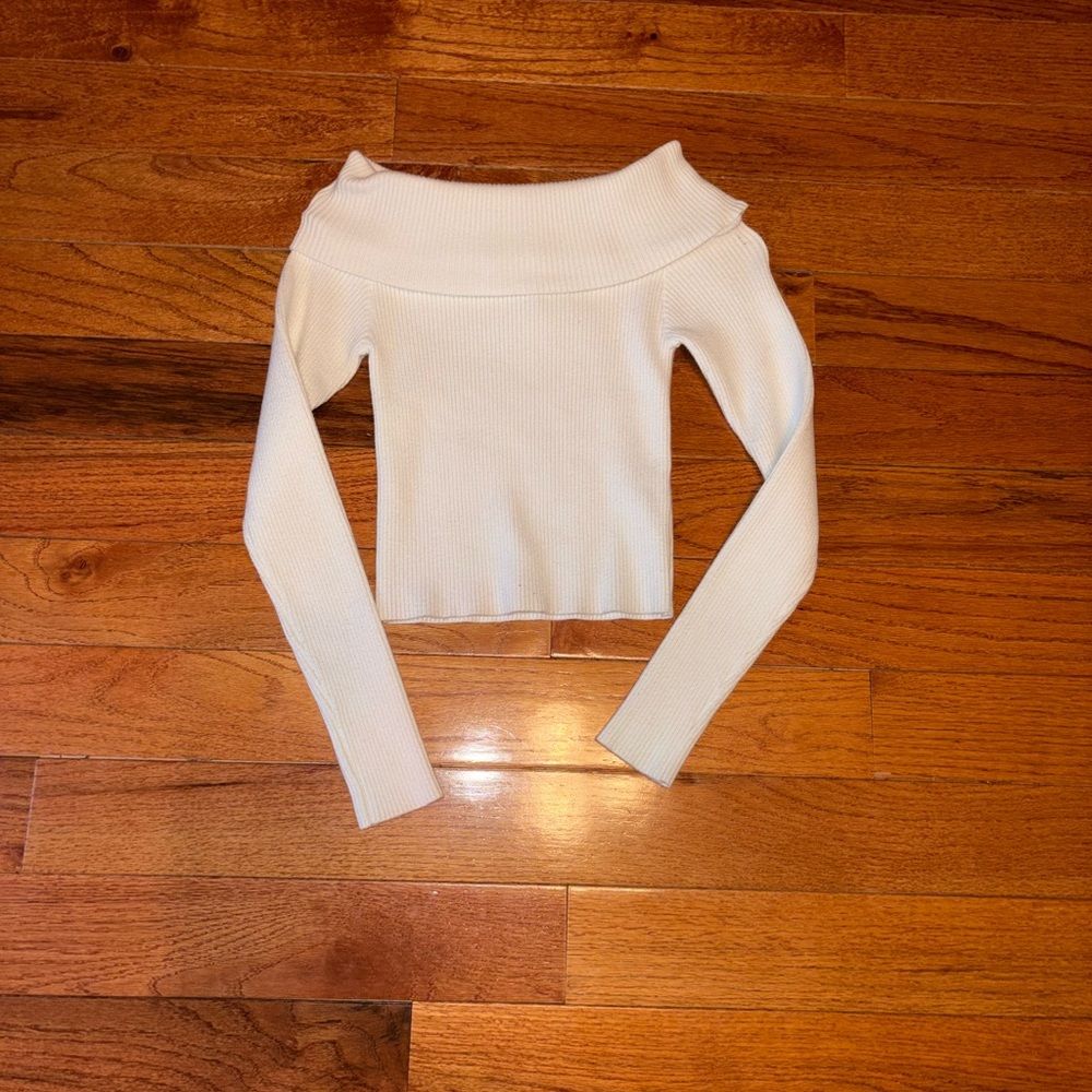 Forever 21 Cream Ribbed Knit Top